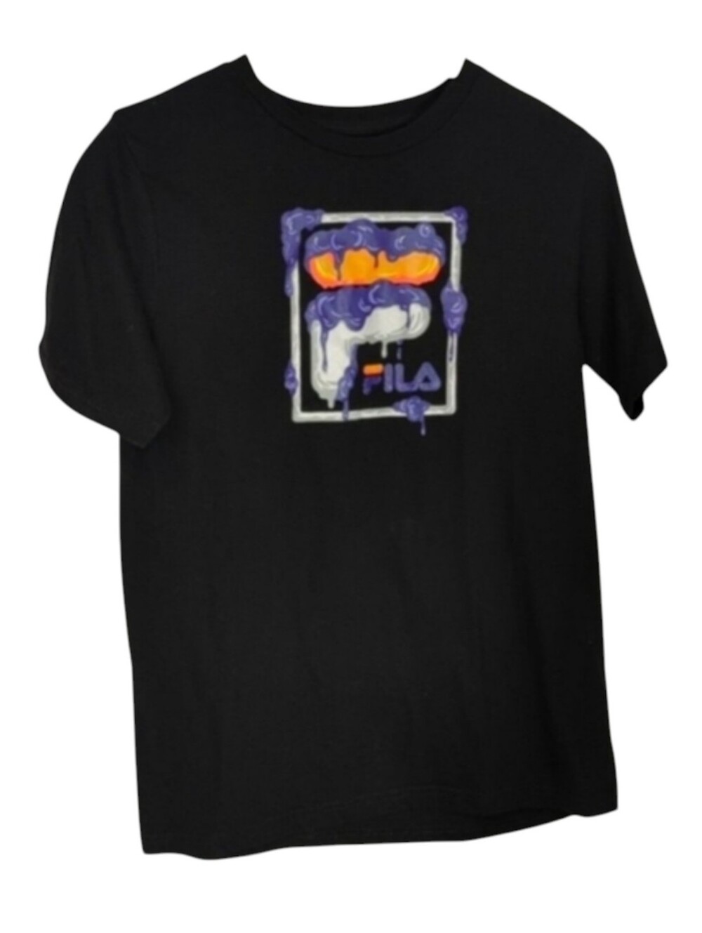 Fila Black Logo T-Shirt Purple & Orange Youth Size XL